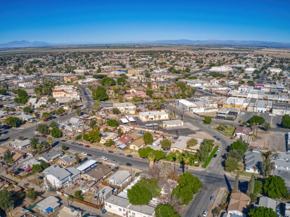 Aerial View of Downtown Brawley, California in the Imperial Valley